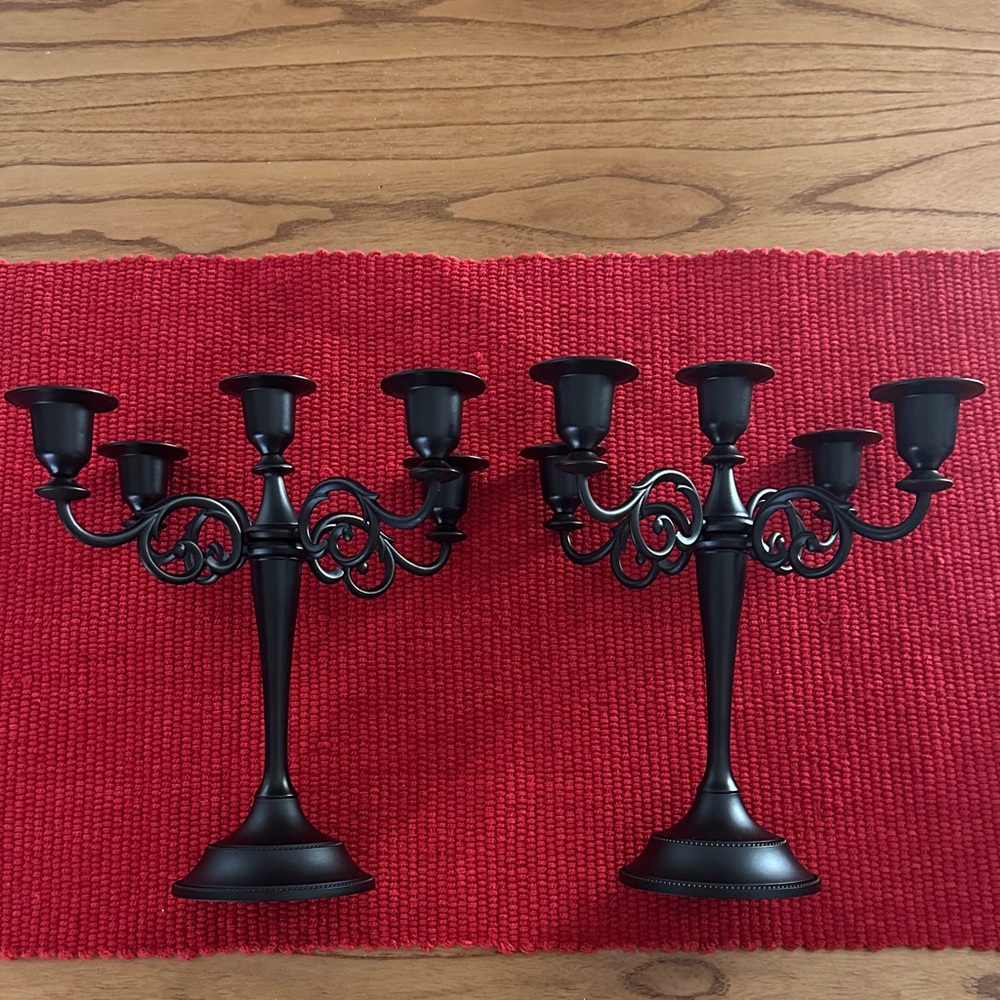 5 Arm Black Candelabra Set